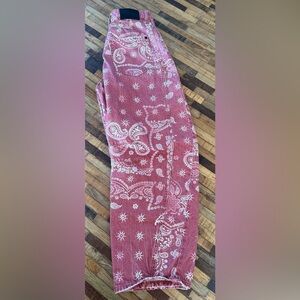 FP Barrel Red Paisley Print Pants 24